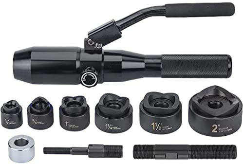 ALSUP Kit de perforación hidráulica de 1/2 a 2 Pulgadas Juego de perforación de conductos eléctricos KO Tool Kit Metal Sheet Puncher,Black