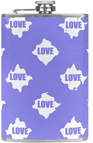 Flasque avec entonnoir Flacons personnalisés,Motif d'amour,Petit flacon portatif en acier inoxydable pour l'alcool