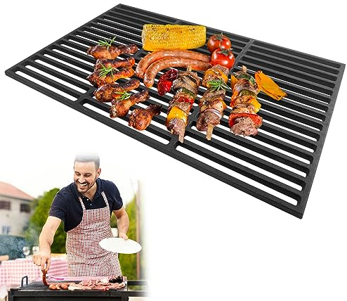 CEEDIR Gusseisen Grillrost 54 x 34cm - Emailliert Gussrost Massiv Gusseisen Grillgitter Grill Zubehör Grillplatten Grillaufsatz für Holzkohlegrill Gasgrill BBQ