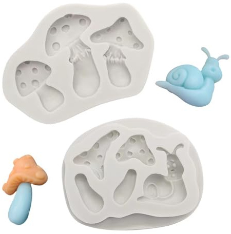 2 Pcs Mushroom Resin Moulds Sugar Chocolate Baking Tools Silicone Cake Decorating Mould Jelly Candy Chocolate Mold DIY Resin Jewelry Polymer Clay Crafting Project