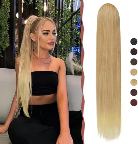 Sofeiyan Pferdeschwanz Haarteil Haarverlängerung mit Kordelzug 70cm Langer Gerade Zopf Pferdeschwanz Natürlicher Weicher Haarverlängerung Synthetische Ponytail Extension für Frauen