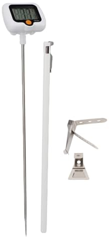 Digital Candy Thermometer with Pot Clip Stainless Steel Probe 180 Degree Rotating for Deep Fry BBQ Grilling, Auto Shut Off 15 Mins, Temp Range 50°C to 300°C 58°F to 572°F