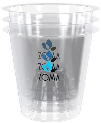 ZOMA - Set 3 Vasi Trasparenti per Orchidee a fondo rialzato, Vasi per orchidee in plastica con Fori di Areazione Ideali per la cura delle Orchidee, Vaso trasparente di Alta Qualità - Ø 14Cm