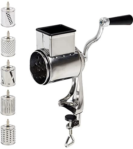 Grattugia per patate in acciaio inox manuale con 5 tamburi Grattugia Cucina Taglio Legumi Cucina Grattugia Spiralizzatore di Verdure Professionale Accessori