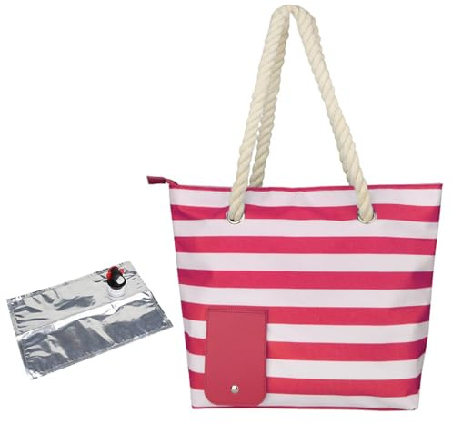 Shareed Wine Tote with Drink Dispenser | Leakproof Compartment Picnic Tote - Functional Grocery Bags with Wine Bladder Bag for Travel, Picnic, Sport Event, Beach (Red)