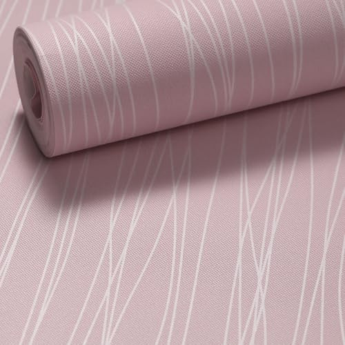 Swehooirt Blush Striped Wallpaper Modern Silver Metallic Striped Effect Wallpaper Flocking Textured for Bedroom Living Room TV Backdrop Hallway Lounge Hall