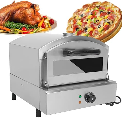 Thermomètre De Four à Pizza électrique 2000 W, Grille-pain En Acier Inoxydable, Contrôle De La Température 350 ℃, Four De Comptoir, Verre épais Antidéflagrant Pour Barbecue, Ailes De Poulet, Patate Do