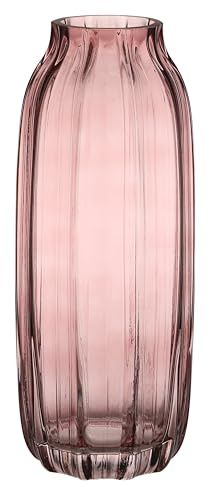 JAKY Global, Grande vaso da fiori in vetro, altezza 32 cm, colore rosa, elegante decorazione per casa, soggiorno, centrotavola, per casa colonica e ufficio (rosa, 32 cm)