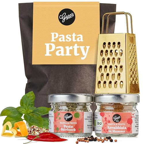 Gepp's Feinkost Wundertüte Pasta I Geschenkset mit Parmesanreibe | Mit Pastagewürz, Bärlauchpesto & Parmesanreibe I Geschenkkorb mit italienischen Spezialitäten I Nach eigener Rezeptur