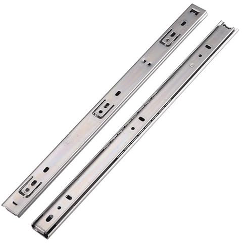 Robuste Stahl-Tastatur-Schubladenschienen mit Absenkautomatik und Kugellagern, 2 Abschnitte, 1 Paar (Silber, 25 cm)
