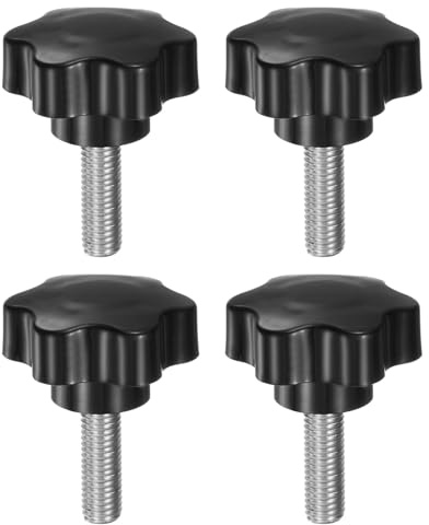 QUARKZMAN 4 Stück Rändelschrauben mit Sterngriff M10 x 30mm x 46mm Sterngriffschraube Kunststoff Knopf Edelstahl 304 Gewindebolzen Klemmschraube Sterngriffmutter Klemmknopf für Maschine