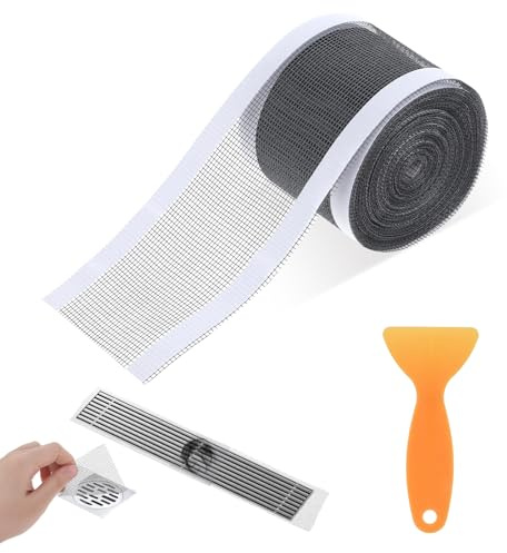Disposable Drain Covers for Shower Hair Drain Catcher, 2.75 Inch Width Shower Drain Mesh Stickers Hair Stopper for Linear Shower Drain with Removal Tool for Human and Pet Hair 32.8 Foot