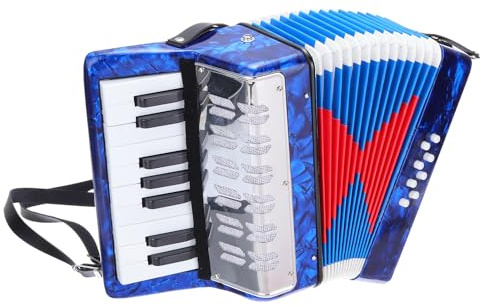 sourcing map Akkordeon, 17 Tasten 8 Bass Taste Akkordeon Mini Musikinstrument Leicht für Kinder Anfänger Pädagogisch, Marineblau