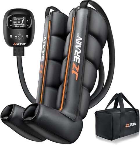 JZBRAIN Air Compression Leg Recovery Boots : Dual-Power Sequential Compression System Device with Smart Pressure Sensor - 6 Modes & 14 Positions Foot and Leg Massage for Athletes & Gym (Medium)