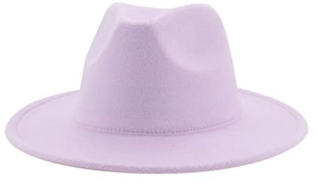 OLSKFUH Hüte Für Frauen Luxus Fedora Hut Frauen Panama Solide Breite Krempe Winter Männer Hut Schwarz Weiß Formale Hochzeit Hut,Lavender-56-58cm