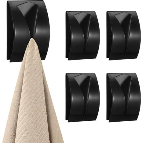 Mivanta 4 Stück Geschirrtuchhalter Ohne Bohren, Handtuchklemme Edelstahl Schwarz, Selbstklebend Küchenhaken für Bad & Küche, Wandmontage Handtuchhalter für Geschirr- & Handtücher