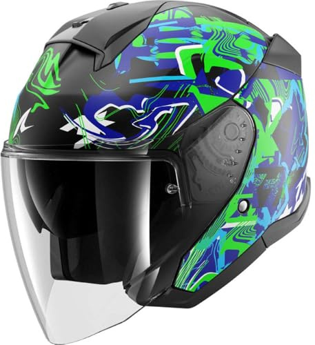 SHARK, Jet Motorradhelm SKWAL JET PRANZ Black Green Blue KGB, L