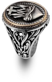 Anillo de sello cruzado de plata de ley 925 para hombre - Anillo cristiano vintage con estilo - Anillo de compromiso pulido a mano con grabado personalizado - Paño para pulir plata de regalo incluido