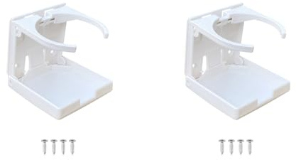 Wzxksoac 2X ABS Plastic Adjustable Folding Cup Drink Can Bottle Holder Stand Mount for Car Auto Boat Truck (White)