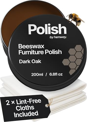Dark Oak Beeswax Furniture Polish 200 ml / 6.8 fl oz, & 2 Lint-Free Cloths, Natural Wood Wax Protection Bees Wax for Modern & Antique, Restores & Protects, Long-Lasting, Beeswax Polish for Wood