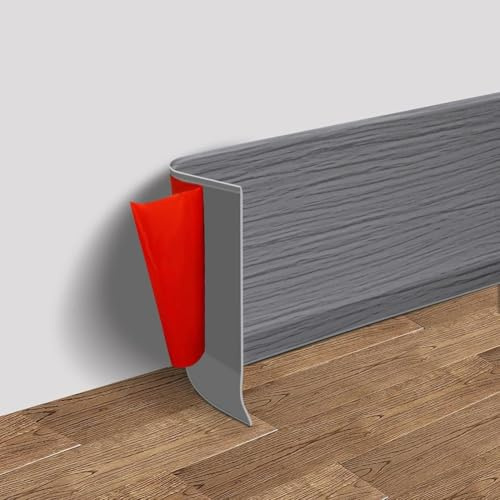 3 metros de elegante PVC zócalo Solución de borde impermeable sin esfuerzo (gris)