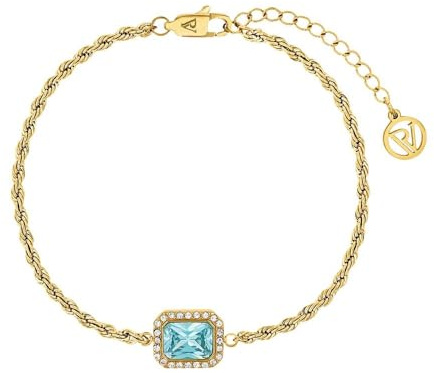 PAUL VALENTINE - Damen Armband Edelstahl - Vergoldet/Golden - Zirkonia Anhänger - PV-B0010