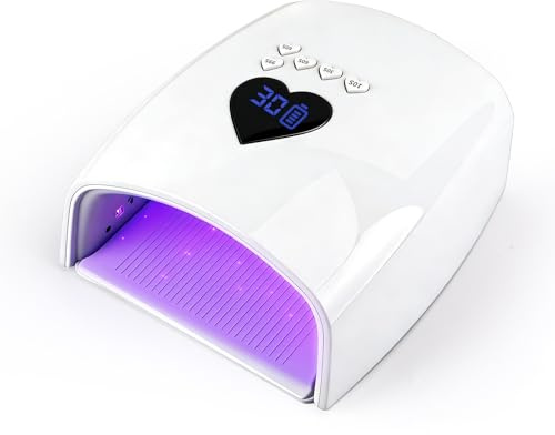 BY60 Lampada per unghie senza fili UV LED – Essiccatore per smalto gel ricaricabile da 220 W con sensore automatico, luce senza fili per unghie a rapida polimerizzazione per gel e smalto normale
