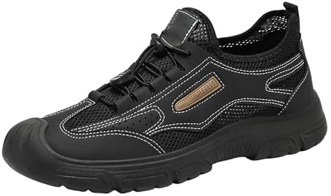 Vandringsskor herr barfota: Utomhusskor med skosnören trekkingskor mesh sportskor andas sneakers vintage sneakers halkfria fritidsskor vardag utomhus arbetsskor, svart, 42 EU
