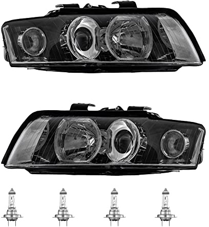 Halogen Scheinwerfersatz Scheinwerfer Satz Hauptscheinwerfer Set inkl. Lampen links und rechts H7/H7 Kunststoff passend für A4 8E2 B6 8E5