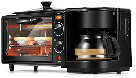 TVAFEDS Bread Maker 3 in 1 Breakfast Making Machine Mini Drip Coffee Maker Bread Pizza Oven Frying Pan Toaster