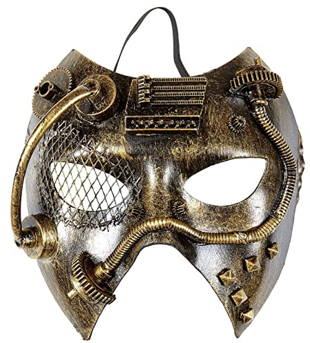 W WIDMANN MILANO Party Fashion - Steampunk Maske | Vintage-Look mit Zahnrädern und Nieten, Kostümzubehör für Steampunk, Maskenball, Karneval, Mottoparty, Cosplay