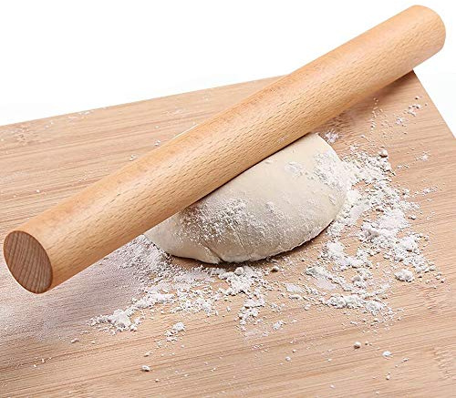 Wooden Rolling Pin for Baking Pizza making, Professional Dough Roller Rolling Pins Wood, 15-3/4-Inch by 1-1/4 Inch, Beech Wood for Baking Pizza, Clay, pasta, Cookies, Roller Pins Baking (Wooden)