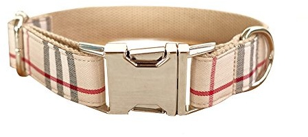 RC GearPro Nylon verstellbar Hundehalsband Khaki Karomuster Zinklegierung Metall Einfach zu bedienende Schnalle Hundehalsband, in 5 verschiedenen Größen (S Halst (31-41cm))