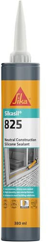 Sika Sikasil 825 Silicone Sealant, Mid Grey, 380 ml | Excellent Adhesion – Internal And External Sealing Use
