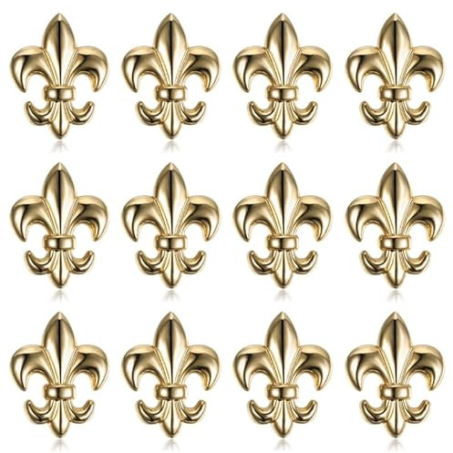 BOBIJOO Jewelry - Lot de 12 Pin's Epingle Broche Pins Fleur de Lys Patriote Laiton Doré Or 22x16mm