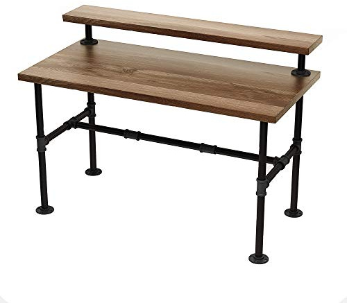 MUZIK Industrielle Rohr-Tischbeine Set – Eisenguss-Finish Paspelierung für Holz Computertisch, Büro, Zuhause, rustikale Möbel – für DIY Dekor mit 15,2 cm Monitor Regalstütze – 71,1 cm