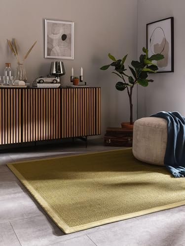 benuta Nest Sisal Naturfaser Teppich Sana - Grün 200x200 cm - Robuster Teppich für Esszimmer & Wohnzimmer - 100% Sisal Naturfaser - Zeitloses Design