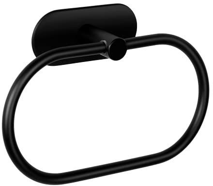 Ambrosya - Handtuchhalter ohne Bohren - Bad Haken Halter Halterung Handtuch Handtuchhaken Handtuchring Wand Zum Kleben (Edelstahl (Schwarz))