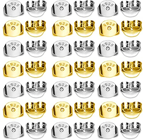 TOAOB 20 Piezas Tuercas de Pendientes Latón 5 mm x 5.5 mm Cierres Tapón de Seguridad Tope Posterior Mariposa Tamaños Universal para Hacer Joyería Fabricación de Joyas