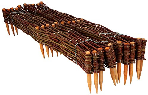 KOTARBAU® Set di 10 limitatori per aiuole in vimini, 100 x 10 cm, per fiori e ortaggi