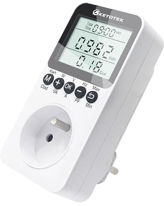 KETOTEK Compteurs D'énergie Wattmètre Prise, Numérique Consommation D'énergie Mètre 3680W Compteur Electrique avec écran LCD Mesure Consommation Electrique Compteur de Consommation