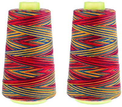 barenx 2 x Regenbogen-Nähgarn, 40S/2, Polyester, Hand-Quilten-Stickerei, Nähgarn für Zuhause, DIY, Nähen, Handnähen, OverLock