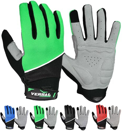 VERSAL Full Finger Cycling Gloves Gel Padded Mountain Bike Gloves Touchscreen Breathable MTB Gloves Bicycle Biking Riding Gloves for Men/Women