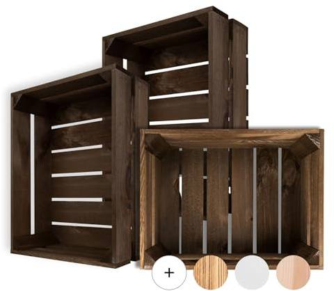 Creative Deco Cassetta in Legno Marrone Venge, 40 x 30 x 15 cm | Finitura marrone Venge, stile vintage, contenitore per giochi, vestiti e altri oggetti