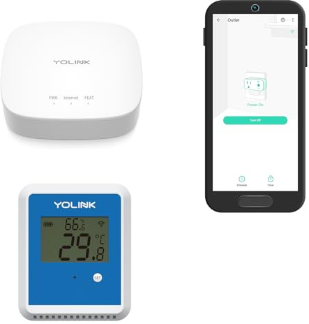 YoLink X3 Outdoor Temperature & Humidity Data Logger, Hygrometer, Thermometer, 1/4 Mile Range, 5+ Years Battery Life, Emails, Text/SMS, App Alerts, Alexa. Pet Cage, Freezer, Greenhouse. Hub Included