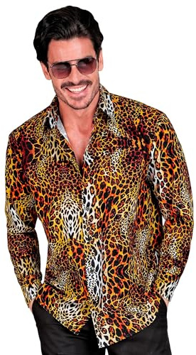 W WIDMANN MILANO Party Fashion - Chemise de soirée à imprimé intégral Voyant, Manches Longues, Costume pour Homme pour Le Carnaval