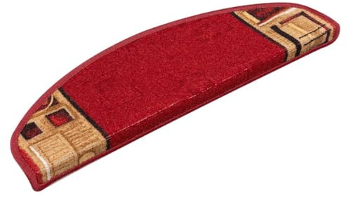 vidaXL Tapis d'Escalier Autoadhésifs 10 pcs, Moquettes d'Escalier Antidérapantes, Carpettes de Marche, Décorations Intérieur, 65x21x4 cm Rouge