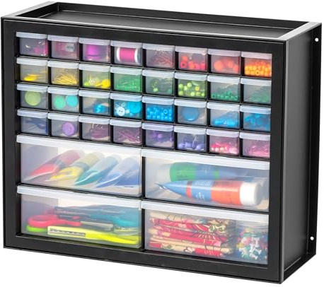 IRIS USA Small Parts Storage Cabinet, Made in USA, 36-Drawer Organizer for Hardware, Electronics, Screws, Nuts & Bolts, Beads, Craft Supplies, Teacher Toolbox, Garage & Workshop Storage – Black