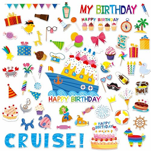 68PCS Imanes de Puerta de Crucero de cumpleaños, Grandes Decoraciones Divertidas de Barcos de Crucero, imanes de Puerta magnéticos Impermeables y Reutilizables, imanes de Coche de Ancla de navegación