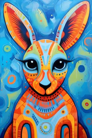 adrium Acryl-Bild 60 x 90 cm: Buntes digitales Gemälde des Gesichts eines Kängurus. (207874532)
